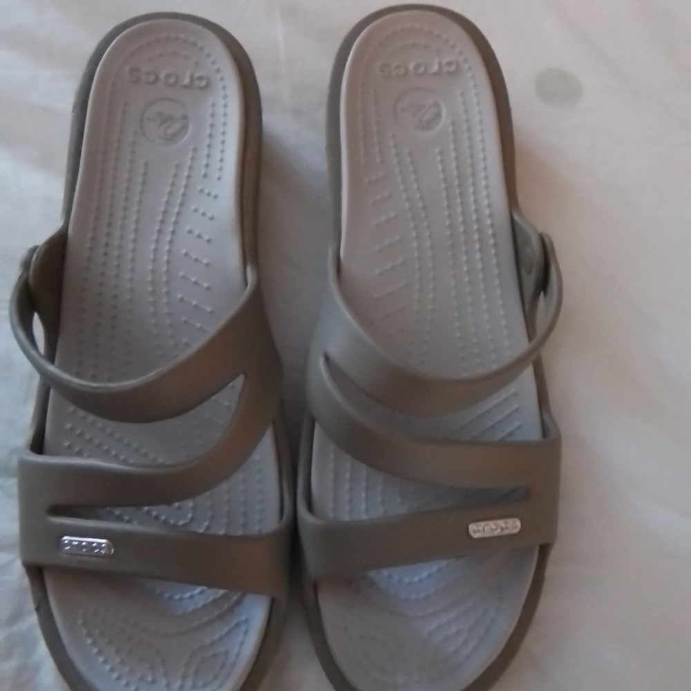 CROCS Taupe Slide Sandals